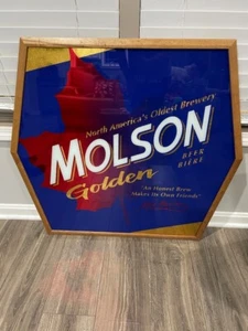 Large Vintage Molson Golden Beer Sign/Mirror 33”x 37” - Picture 1 of 3