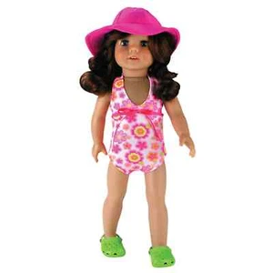 Ropa para muñecas traje de baño rosa floral de 18" de una pieza para muñecas American Girl - Imagen 1 de 4