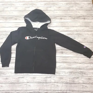 Champion Size M Boys Full Zip Hoodie Embroidered Black - Picture 1 of 6