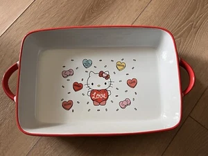 Hello Kitty Valentines Love Heart Ceramic Baking Pan 12.5" x 8.5" Baker - Picture 1 of 6
