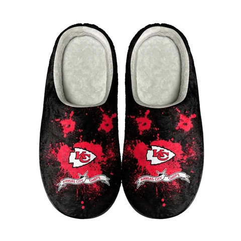 Kansas City Chiefs Plush Indoor Slippers Winter Fleece Anti-slip House Shoes Cover