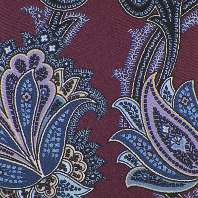 Corbata DANIEL CREMIEUX SIGNATURE Para Hombres Azul Ciruela PAISLEY Seda 7 Pliegues Italia Nueva con Etiquetas Foto 1 de 3