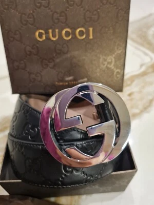 Cinturón Gucci Guccissima Signature Cuero Negro, Talla 115 cm- Cintura 40/42 Foto 1 de 4