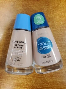 2 Pack: Covergirl Clean Matte Liquid Foundation #505 Ivory (9813-R8P3a) - Picture 1 of 5