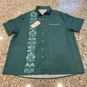 Aloha Floral Hawaiihemd Knopfleiste Herren 2XL grün Tasche Stretch Freizeit NEU - Bild 1 von 7