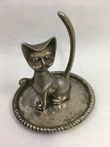 Soporte de anillo para gato accesorio de tocador de metal para gatito soporte de joyería vintage - Imagen 1 de 12