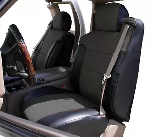 CHEVY SILVERADO 2000-2002 BLACK/CHARCOAL LEATHER-LIKE FRONT SEAT & 2ARM COVERS - Bild 1 von 5