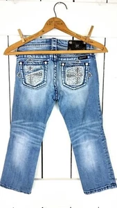 Girls Miss Me light blue beaded denim jeans - Picture 1 of 4