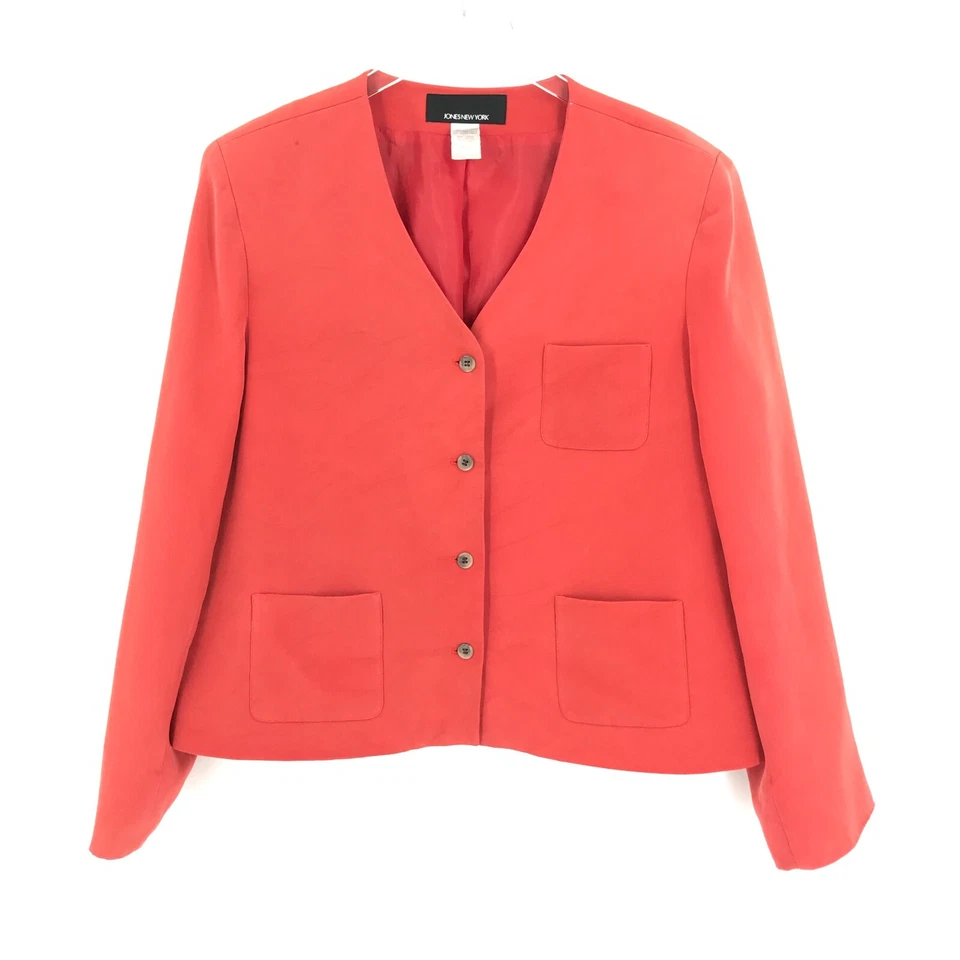 Chaqueta Blazer Jones New York Mujer 10 Naranja Seda Manga Larga Bolsillos Forrados JNY Foto 1 de 4