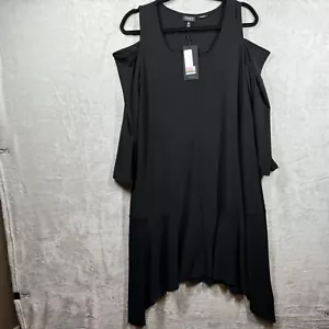 Jones New York Womens Dress Sz Large NEW Black Pullover Open Shoulder 3/4 Sleeve - Picture 1 of 9