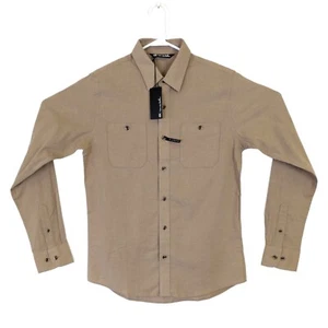 Travis Mathew Mens Small Tan Cloud Flannel Button Up Collared Shirt 1MX435 New - Picture 1 of 7