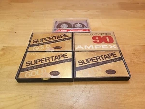 Lote de 5 cintas de casete de audio Basf usadas vintage doradas C60, Ampex 90 - Imagen 1 de 4