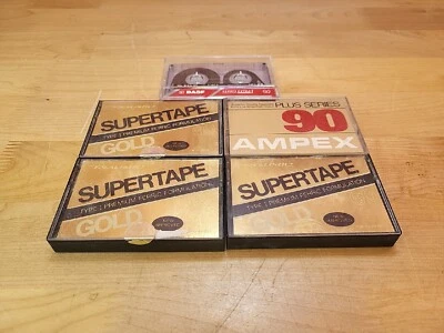 Used Vintage Gold C60, Ampex 90, Basf Audio Cassette Tape Lot of 5 - Image 1 of 4