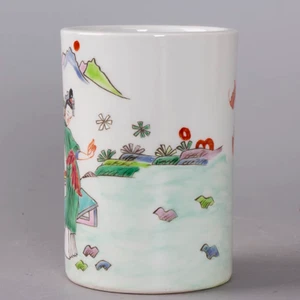 Quadro a mano arte da collezione famiglia rosa porcellana figura pennello vaso - Foto 1 di 5
