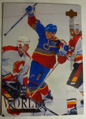 1994-95 Upper Deck World Tour Brett Hull, #569, St. Louis Blues NM - Image 1 of 2
