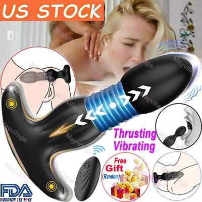 Thrusting Anal Butt Plug Dildo Vibrator Prostate Massager Sex Toys for Women Men - Image 1 of 4