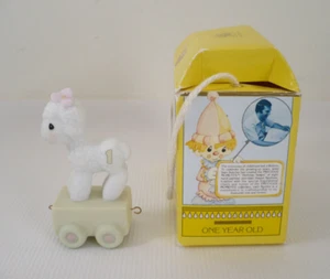 1985 Precious Moments Birthday Train One-Year-Old Happy Birthday Little Lamb - Picture 1 of 9