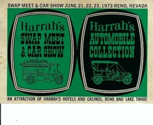 1973 HARRAHS CASINO RENO NEVADA SWAP MEET & CAR SHOW VINTAGE LOGO UNUSED STICKER - Picture 1 of 1