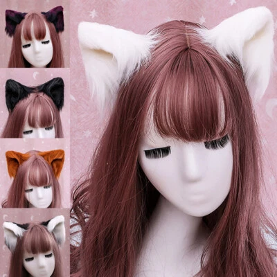 Cat Fox Ears Headband Costume Fur Anime Neko Cosplay Party Halloween Hair Band - Image 1 of 4