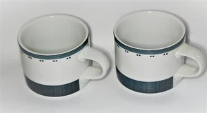 DANSK Gridworks Set/2 Flat Cups*Vintage Portugal*Green Stripes Square - Picture 1 of 2