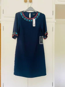 Spotlight By Warehouse Navy Blue Short Dress Size 8. Embellished Beaded. RRP £75 - Picture 1 of 6