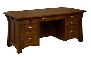 Amish Mission Arts & Crafts Executive Computer Desk Solid Wood Mortise Tenon 