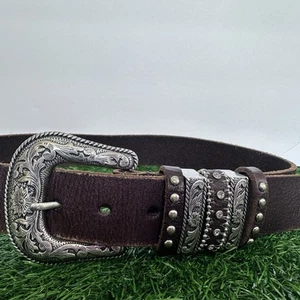 "Cinturón con hebilla para mujer Nocona marrón occidental vaquero rodeo 100 % cuero talla pequeña" - Imagen 1 de 15