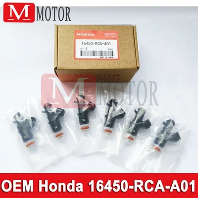 6X Genuine FUEL INJECTORS OEM 16450-RCA-A01 FOR Honda ACURA MDX TL Accord Pilot - Image 1 of 4