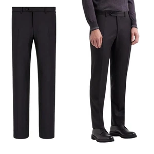 Canali Herren Wollhose Flatfront - Schwarz - Größe EU 54 (US 37) - Neu mit Etikett - Bild 1 von 6