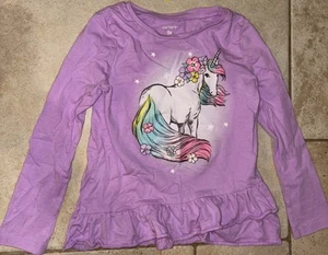 Carter’s Girls Kids Size 5t Unicorn Long Sleeve Purple Shirt - Picture 1 of 3