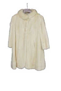 Vintage Off White Cream Mid 3/4 Length Mink Fur Coat Jacket - Picture 1 of 14