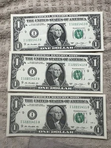 3 Consecutive Error Notes Multiple Errors Crisp Uncirculated - Picture 1 of 16