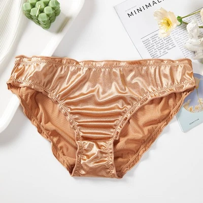 S-XL 3Pcs Women Briefs Lot Bikini Low cut Panties Undies Satin Silky Cool Adult - Image 1 of 4