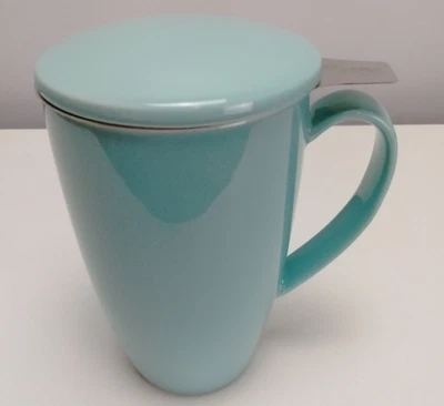 Sweese 15oz Porcelain Tea Mug Infuser Lid Turquoise Loose Leaf - Image 1 of 4