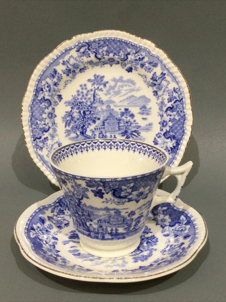 Vintage Blue & White China Woods Ware “ Seaforth “ Tea Cup, Saucer & Plate Trio - Image 1 of 4