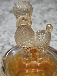 Jeanette Glass French Poodle 1940 Vanity Powder Jar Marigold Carnival Glass Rare - Picture 1 of 10