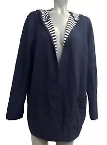 CHICO'S ZENERGY MARINEBLAU WEISS BAUMWOLLE KASCHMIR WENDE CARDIGAN PULLOVER XL - Bild 1 von 9