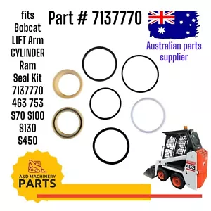 fits Bobcat LIFT Arm CYLINDER Ram Seal Kit 7137770 463 753 S70 S100 S130 S450 - Picture 1 of 8