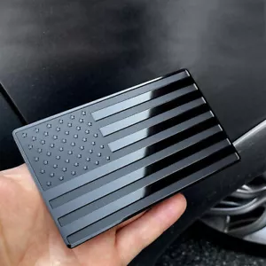2Pcs American US Flag Car Stickers 3D Metal Emblem Badge Decal Accessories Black - Foto 1 di 12