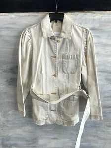 Neu ohne Etikett! La Vie REBECCA TAYLOR Jeansjacke mit Gürtel, M - Whiteout - 375 $ - Bild 1 von 12