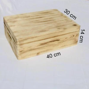 Holzbox Holzkiste Geflammt Allzweckkiste Kiste Aufbewahrung mit Deckel 40x30x14 - Bild 1 von 2