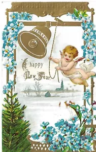 19. Tarjeta de Año Nuevo en relieve de principios de 1900, reverso indiviso - Imagen 1 de 2