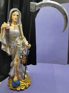 Santa Muerte 12" Statue  Mitad Mujer Holy Death Grim Reaper Skull Half Woman  - Picture 1 of 13