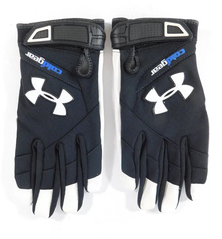 New Under Armour Coldgear NFL Issued WHT/BLK Receiver Gloves Size LG 1230451 Cover
