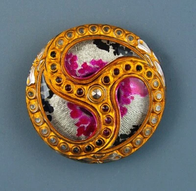COLORFUL CZECH GLASS BUTTON - - Image 1 of 3