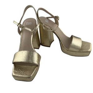 Nordstrom BP Noella Gold Metallic Platform Block Heel Sandals Size 6.5 NWOB - Picture 1 of 2