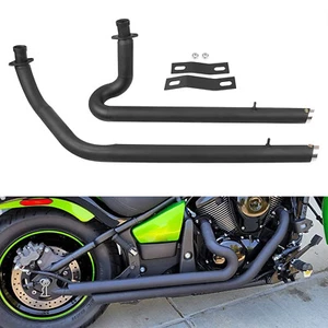 Black Exhaust Pipes Systems With Mufflers For Kawasaki Vulcan 900 S EN900 VN900 - Imagen 1 de 8