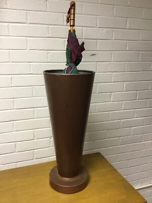 中世纪现代铜制彩色金属 UMBRELLA 支架带重底座 21 英寸复古 — 第 1/4 张图片