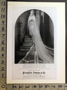 1926 WOMEN FASHION WEDDING GOWN FRANKLIN SIMON NEW YORK CHANTAL DESIGN AD 31328 - Picture 1 of 1