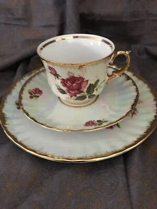 Plato de postre hecho a mano oro 22 quilates Baviera Alemania taza y platillo - Imagen 1 de 7